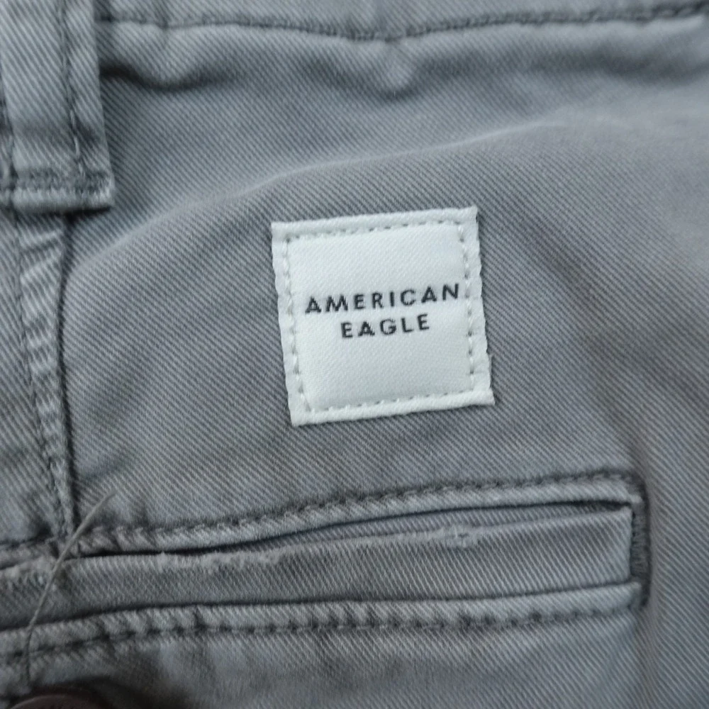 American Eagle Pants Mens 30X34 Gray Slim Khaki Chino Trouser Stretch Flat Front